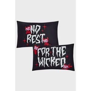 No Rest For The Wicked Devil Pillowcase Set Black Gothic Bedding 2pc Standard